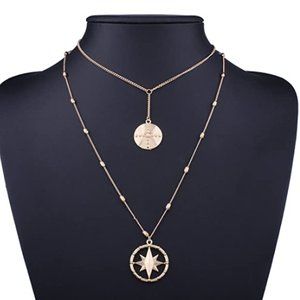 TOKO Unicursal Hexagram Star Sun Gold Necklace